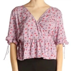 💜Madewell Purple Floral Wrap Blouse /Size 4💜